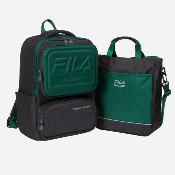 Fila B Boy's Backpacks - Black/Green,NZ 952-56097